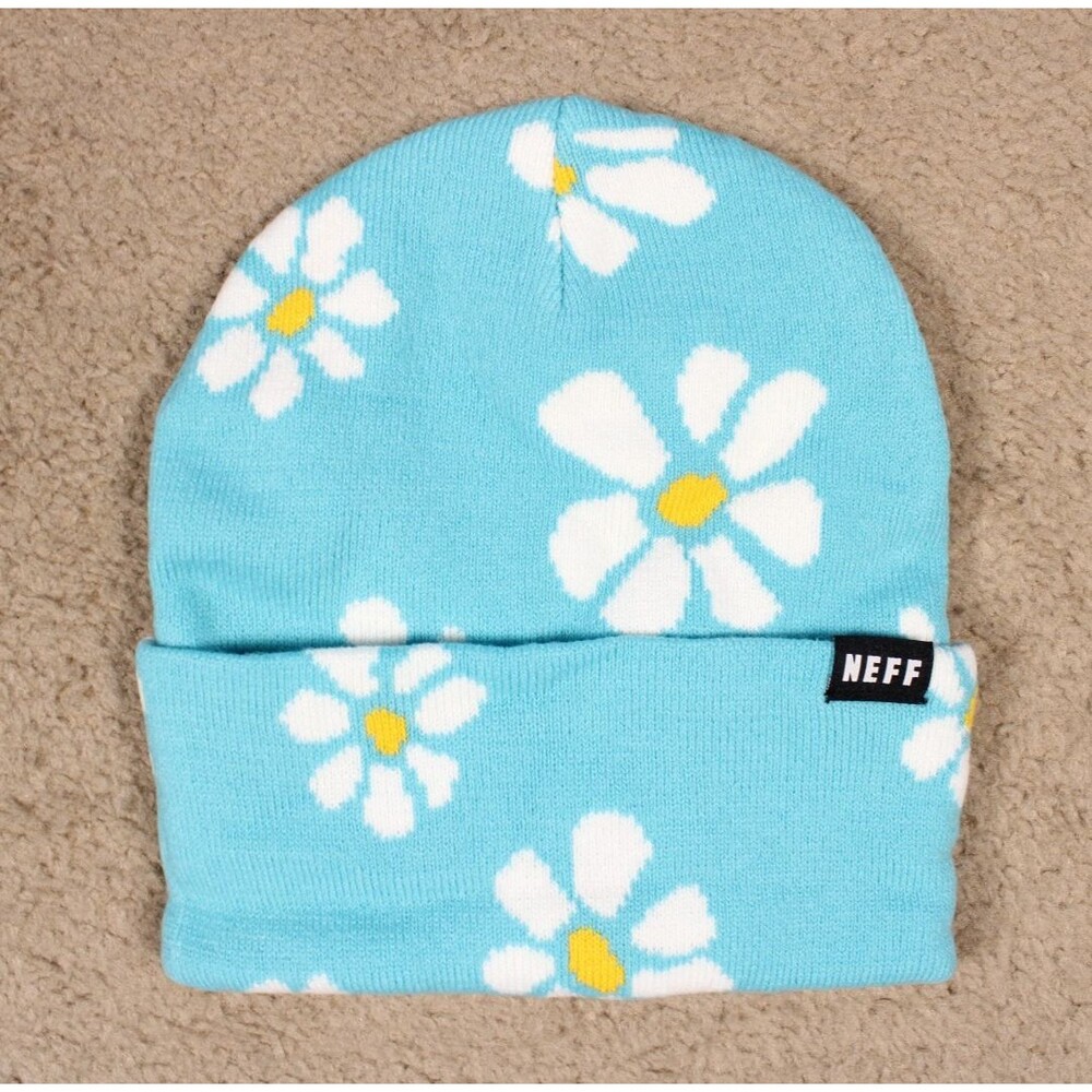 NEFF Parker Cuff Beanie with Floral Design (One Size) Mint NWT!